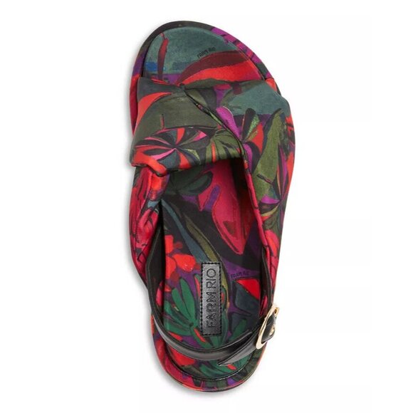 Farm Rio Banana Leaves Puffy Flat Platform Sandals Buckle Slingback sz 9 Women's - Picture 5 of 5